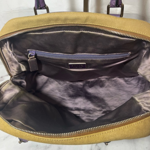 GUC Prada Purple Cinghiale-Trimmed Canapa Handbag - Picture 6 of 9